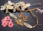 VeroniQ Trends-Traditional Kemp Stone Gold Plated Pachi Kundan Choker Necklace Pachi Kundan-Gold Plated-Wedding Jewelry-Punjabi Jewelry-South Indian-Thappa Jewelry