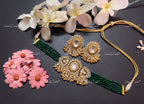 VeroniQ Trends-Traditional Multicolor Color Beaded Gold Plated Pachi Kundan Choker Necklace Pachi Kundan-Gold Plated-Wedding Jewelry-Punjabi Jewelry-South Indian-Thappa Jewelry