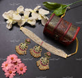 VeroniQ Trends-Multistrand Beaded Gold Plated Kemp Stone Pachi Kundan Chandbali Choker Necklace Pachi Kundan-Gold Plated-Wedding Jewellery-Punjabi Jewellery-South Indian-Thappa Jewellery