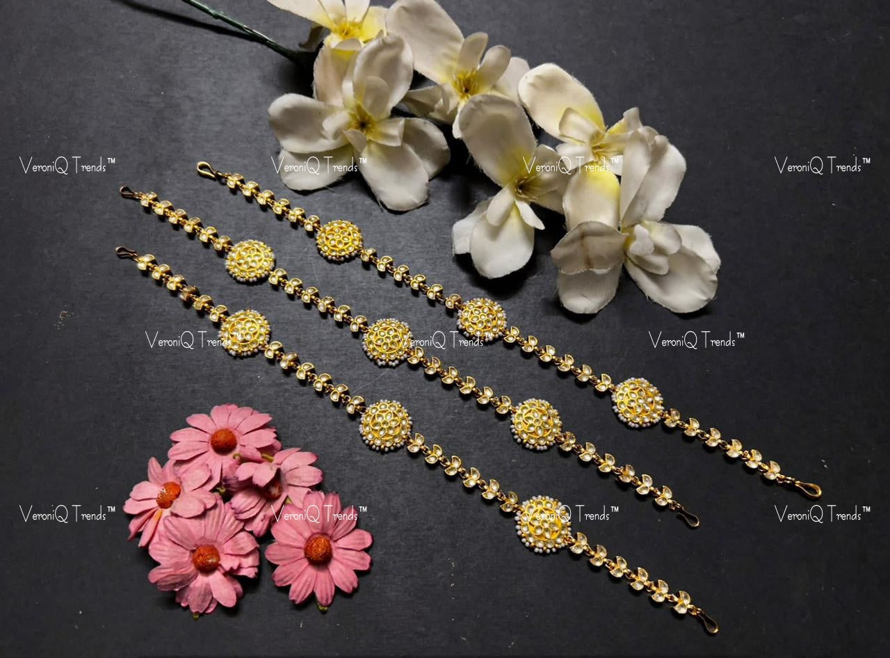 VeroniQ Trends-Gold Plated Pachi Kundan Damini Matha Patti Pachi Kundan-Gold Plated-Wedding Jewellery-Punjabi Jewellery-South Indian-Thappa Jewellery