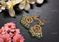 VeroniQ Trends-Gold Plated Pachi Kundan Kemp Stone And Green Beads Earrings Pachi Kundan-Gold Plated-Wedding Jewellery-Punjabi Jewellery-South Indian-Thappa Jewellery