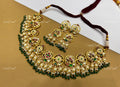 VeroniQ Trends-South Indian Gold Plated Pachi Kundan Kemp Stone Choker Necklace Pachi Kundan-Gold Plated-Wedding Jewellery-Punjabi Jewellery-South Indian-Thappa Jewellery