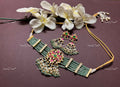 VeroniQ Trends-Elegant Multistrand Green Beaded Kemp Stone Gold Plated Pachi Kundan Choker Necklace Pachi Kundan-Gold Plated-Wedding Jewellery-Punjabi Jewellery-South Indian-Thappa Jewellery