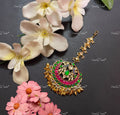 VeroniQ Trends-Chandbali Style Gold Plated Kemp Stone Pachi Kundan Maang Tika Pachi Kundan-Gold Plated-Wedding Jewellery-Punjabi Jewellery-South Indian-Thappa Jewellery
