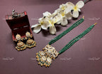 VeroniQ Trends-Multistrand Green Beaded Kemp Stone Gold Plated Pachi Kundan Long Necklace Pachi Kundan-Gold Plated-Wedding Jewelry-Punjabi Jewelry-South Indian-Thappa Jewelry
