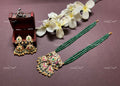 VeroniQ Trends-Multistrand Green Beaded Kemp Stone Gold Plated Pachi Kundan Long Necklace Pachi Kundan-Gold Plated-Wedding Jewellery-Punjabi Jewellery-South Indian-Thappa Jewellery