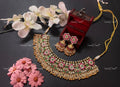 VeroniQ Trends-South Indian Kemp Stone Gold Plated Pachi Kundan Necklace Pachi Kundan-Gold Plated-Wedding Jewellery-Punjabi Jewellery-South Indian-Thappa Jewellery