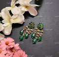VeroniQ Trends-Kemp Stone Gold Plated Pachi Kundan with Green Drop Earrings Pachi Kundan-Gold Plated-Wedding Jewellery-Punjabi Jewellery-South Indian-Thappa Jewellery