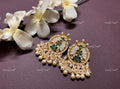 VeroniQ Trends-Pearl And Kemp Stone Gold Plated Pachi Kundan Earrings Pachi Kundan-Gold Plated-Wedding Jewellery-Punjabi Jewellery-South Indian-Thappa Jewellery