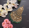 VeroniQ Trends-Traditional Kundan Jadau Gold Plated Pachi Kundan Passa with Green Drop Pachi Kundan-Gold Plated-Wedding Jewellery-Punjabi Jewellery-South Indian-Thappa Jewellery