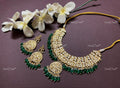 VeroniQ Trends-Traditional Kundan Jadau With Green Beads Gold Plated Pachi Kundan Necklace Pachi Kundan-Gold Plated-Wedding Jewellery-Punjabi Jewellery-South Indian-Thappa Jewellery