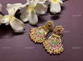 VeroniQ Trends-Royal Kemp Stone Gold Plated Pachi Kundan Chandbali Earrings Pachi Kundan-Gold Plated-Wedding Jewellery-Punjabi Jewellery-South Indian-Thappa Jewellery