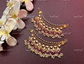 VeroniQ Trends-Gold Plated Pachi Kundan Red Beads Earchain Pachi Kundan-Gold Plated-Wedding Jewellery-Punjabi Jewellery-South Indian-Thappa Jewellery