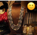 VeroniQ Trends-Multistrand Pearl Beaded Gold Plated Pachi Kundan Long Necklace Pachi Kundan-Gold Plated-Wedding Jewellery-Punjabi Jewellery-South Indian-Thappa Jewellery
