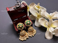VeroniQ Trends-Traditional Kemp Stone Gold Plated Pachi Kundan Jhumki Earrings Pachi Kundan-Gold Plated-Wedding Jewellery-Punjabi Jewellery-South Indian-Thappa Jewellery