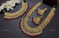 VeroniQ Trends-Bridal Gold Plated Kundan Jadau Pachi Kundan Choker And Long Necklace With Red Beads Pachi Kundan-Gold Plated-Wedding Jewellery-Punjabi Jewellery-South Indian-Thappa Jewellery