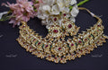 VeroniQ Trends-Peacock Design Kemp Stone Gold Plated Pachi Kundan Choker Necklace Pachi Kundan-Gold Plated-Wedding Jewellery-Punjabi Jewellery-South Indian-Thappa Jewellery