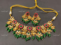 VeroniQ Trends-Floral Kemp Stone Gold Plated Pachi Kundan Choker Necklace Pachi Kundan-Gold Plated-Wedding Jewellery-Punjabi Jewellery-South Indian-Thappa Jewellery