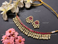 VeroniQ Trends-Pink Kemp Stone And Pearl Gold Plated Pachi Kundan Choker Necklace Pachi Kundan-Gold Plated-Wedding Jewellery-Punjabi Jewellery-South Indian-Thappa Jewellery