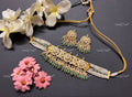VeroniQ Trends-Kundan Jadau With Green Beads Gold Plated Pachi Kundan Choker Necklace Pachi Kundan-Gold Plated-Wedding Jewellery-Punjabi Jewellery-South Indian-Thappa Jewellery