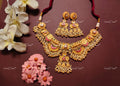 VeroniQ Trends-Elegant South Indian Kemp Stone Gold Plated Pachi Kundan Necklace Pachi Kundan-Gold Plated-Wedding Jewellery-Punjabi Jewellery-South Indian-Thappa Jewellery