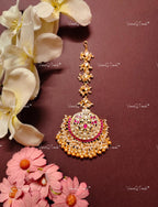 VeroniQ Trends-Traditional Kemp Stone Gold Plated Pachi Kundan Maang Tika Pachi Kundan-Gold Plated-Wedding Jewelry-Punjabi Jewelry-South Indian-Thappa Jewelry