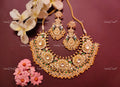 VeroniQ Trends-South Indian Peacock Design Gold Plated Kemp Stone Pachi Kundan Choker Necklace Pachi Kundan-Gold Plated-Wedding Jewellery-Punjabi Jewellery-South Indian-Thappa Jewellery