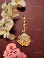 VeroniQ Trends-Traditional Kemp Stone Gold Plated Pachi Kundan Maang Tika Pachi Kundan-Gold Plated-Wedding Jewelry-Punjabi Jewelry-South Indian-Thappa Jewelry