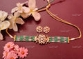 VeroniQ Trends-Elegant Green Multisrand Beaded Gold Plated Kundan Jadau Pachi Kundan Choker Necklace Pachi Kundan-Gold Plated-Wedding Jewellery-Punjabi Jewellery-South Indian-Thappa Jewellery