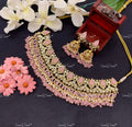 VeroniQ Trends-Ruby Pink Gold Plated Pachi Kundan Necklace Pachi Kundan-Gold Plated-Wedding Jewellery-Punjabi Jewellery-South Indian-Thappa Jewellery