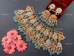 VeroniQ Trends-Royal Sky Blue Beaded Meenakari Gold Plated Pachi Kundan Necklace Pachi Kundan-Gold Plated-Wedding Jewelry-Punjabi Jewelry-South Indian-Thappa Jewelry
