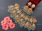 VeroniQ Trends-Royal Sky Blue Beaded Meenakari Gold Plated Pachi Kundan Necklace Pachi Kundan-Gold Plated-Wedding Jewelry-Punjabi Jewelry-South Indian-Thappa Jewelry