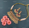 VeroniQ Trends-Traditional Kemp Stone Gold Plated Pachi Kundan Choker Necklace Pachi Kundan-Gold Plated-Wedding Jewellery-Punjabi Jewellery-South Indian-Thappa Jewellery