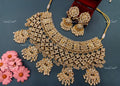 VeroniQ Trends-Bridal Kundan Jadau Gold Plated Pachi Kundan Necklace With Jhumki Earrings Pachi Kundan-Gold Plated-Wedding Jewellery-Punjabi Jewellery-South Indian-Thappa Jewellery