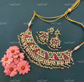 VeroniQ Trends-Royal Kemp Stone Gold Plated Pachi Kundan Choker Necklace Pachi Kundan-Gold Plated-Wedding Jewellery-Punjabi Jewellery-South Indian-Thappa Jewellery