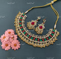 VeroniQ Trends-Kemp Stone Gold Plated Pachi Kundan Necklace Pachi Kundan-Gold Plated-Wedding Jewellery-Punjabi Jewellery-South Indian-Thappa Jewellery