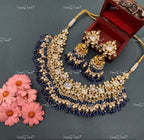 VeroniQ Trends-Kundan Jadau Gold Plated Pachi Kundan Necklace With Ruby Quartz Beads Pachi Kundan-Gold Plated-Wedding Jewelry-Punjabi Jewelry-South Indian-Thappa Jewelry