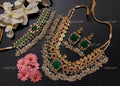 VeroniQ Trends-Bridal Kemp Stone Gold Plated Pachi Kundan Choker And Long Necklace Pachi Kundan-Gold Plated-Wedding Jewellery-Punjabi Jewellery-South Indian-Thappa Jewellery