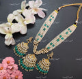 VeroniQ Trends-Muhgal Multistrand Beaded Chandbali Pendant Gold Plated Pachi Kundan Rani Haar Necklace Pachi Kundan-Gold Plated-Wedding Jewellery-Punjabi Jewellery-South Indian-Thappa Jewellery