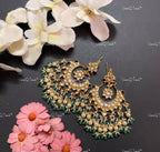 VeroniQ Trends-Traditional Gold Plated Kundan Jadau Pachi Kundan Chandbali Earrings Pachi Kundan-Gold Plated-Wedding Jewelry-Punjabi Jewelry-South Indian-Thappa Jewelry