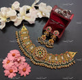 VeroniQ Trends-Traditional Gold Plated Kemp Stone Pachi Kundan Choker Necklace Pachi Kundan-Gold Plated-Wedding Jewellery-Punjabi Jewellery-South Indian-Thappa Jewellery