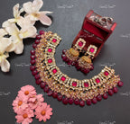 VeroniQ Trends-Traditional Carved Stone Gold Plated Pachi Kundan Necklace Pachi Kundan-Gold Plated-Wedding Jewelry-Punjabi Jewelry-South Indian-Thappa Jewelry
