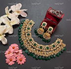 VeroniQ Trends-Traditional Carved Stone Gold Plated Pachi Kundan Necklace Pachi Kundan-Gold Plated-Wedding Jewelry-Punjabi Jewelry-South Indian-Thappa Jewelry