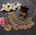 VeroniQ Trends-Traditional Ruby Pink Kemp Stone Gold Plated Pachi Kundan Chandbali Choker Necklace Pachi Kundan-Gold Plated-Wedding Jewellery-Punjabi Jewellery-South Indian-Thappa Jewellery