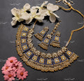 VeroniQ Trends-Blue Meenakari Gold Plated Pachi Kundan Choker Necklace Pachi Kundan-Gold Plated-Wedding Jewellery-Punjabi Jewellery-South Indian-Thappa Jewellery