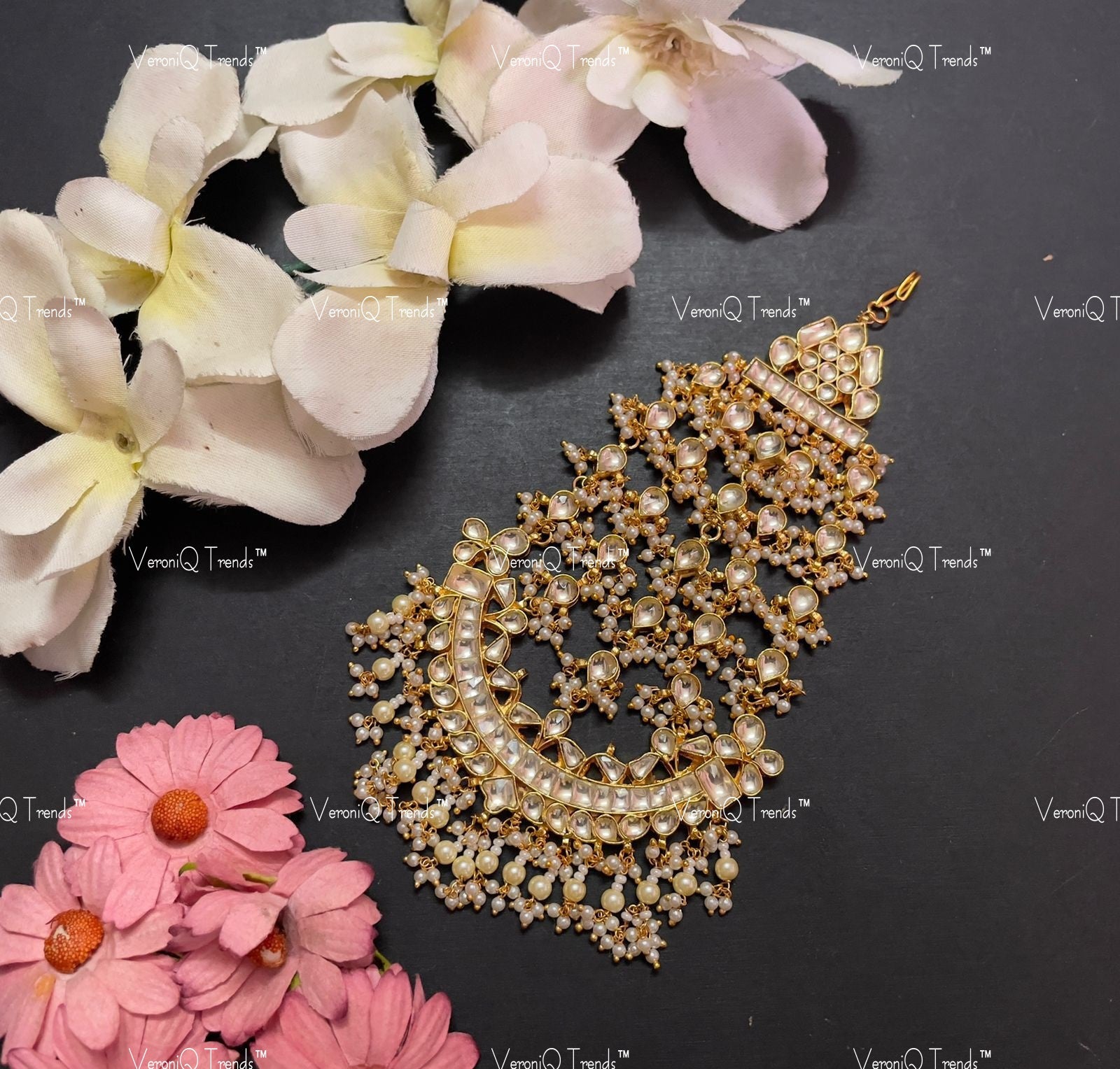 VeroniQ Trends-Gold Plated kundan Jadau Pachi Kundan Passa Pachi Kundan-Gold Plated-Wedding Jewellery-Punjabi Jewellery-South Indian-Thappa Jewellery