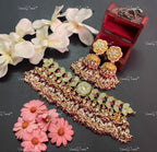 VeroniQ Trends-Traditional Kemp Stone Gold Plated Pachi Kundan Choker Necklace Pachi Kundan-Gold Plated-Wedding Jewelry-Punjabi Jewelry-South Indian-Thappa Jewelry