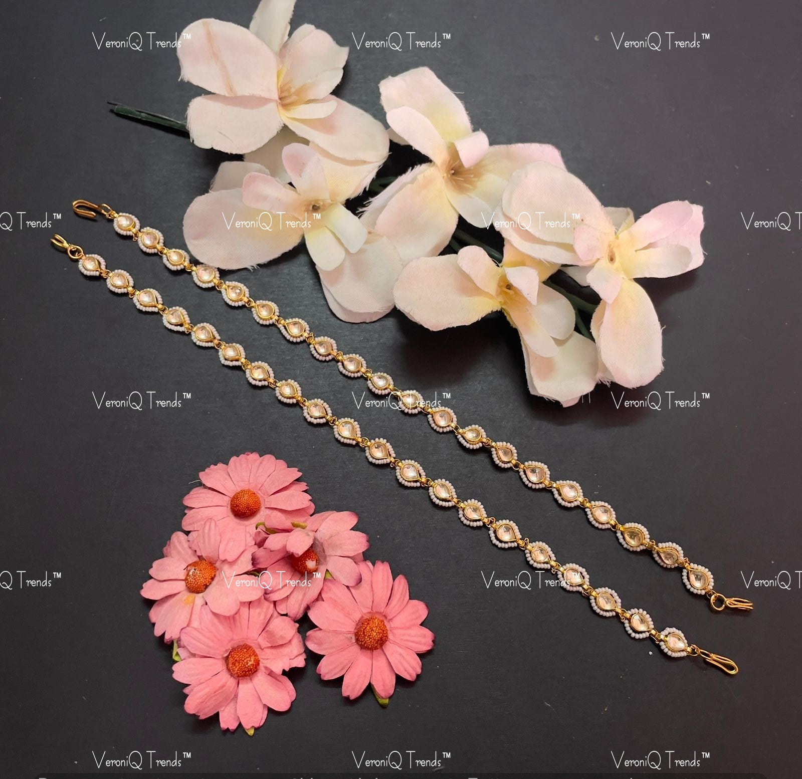 VeroniQ Trends-Gold Plated Pachi Kundan Damini Matha Patti Pachi Kundan-Gold Plated-Wedding Jewellery-Punjabi Jewellery-South Indian-Thappa Jewellery