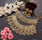 VeroniQ Trends-Traditional Bridal Kundan Jadau Gold Plated Pachi Kundan Choker Necklace Pachi Kundan-Gold Plated-Wedding Jewelry-Punjabi Jewelry-South Indian-Thappa Jewelry