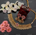 VeroniQ Trends-Traditional Gold Plated Kemp Stone Pachi Kundan Choker Necklace Pachi Kundan-Gold Plated-Wedding Jewellery-Punjabi Jewellery-South Indian-Thappa Jewellery